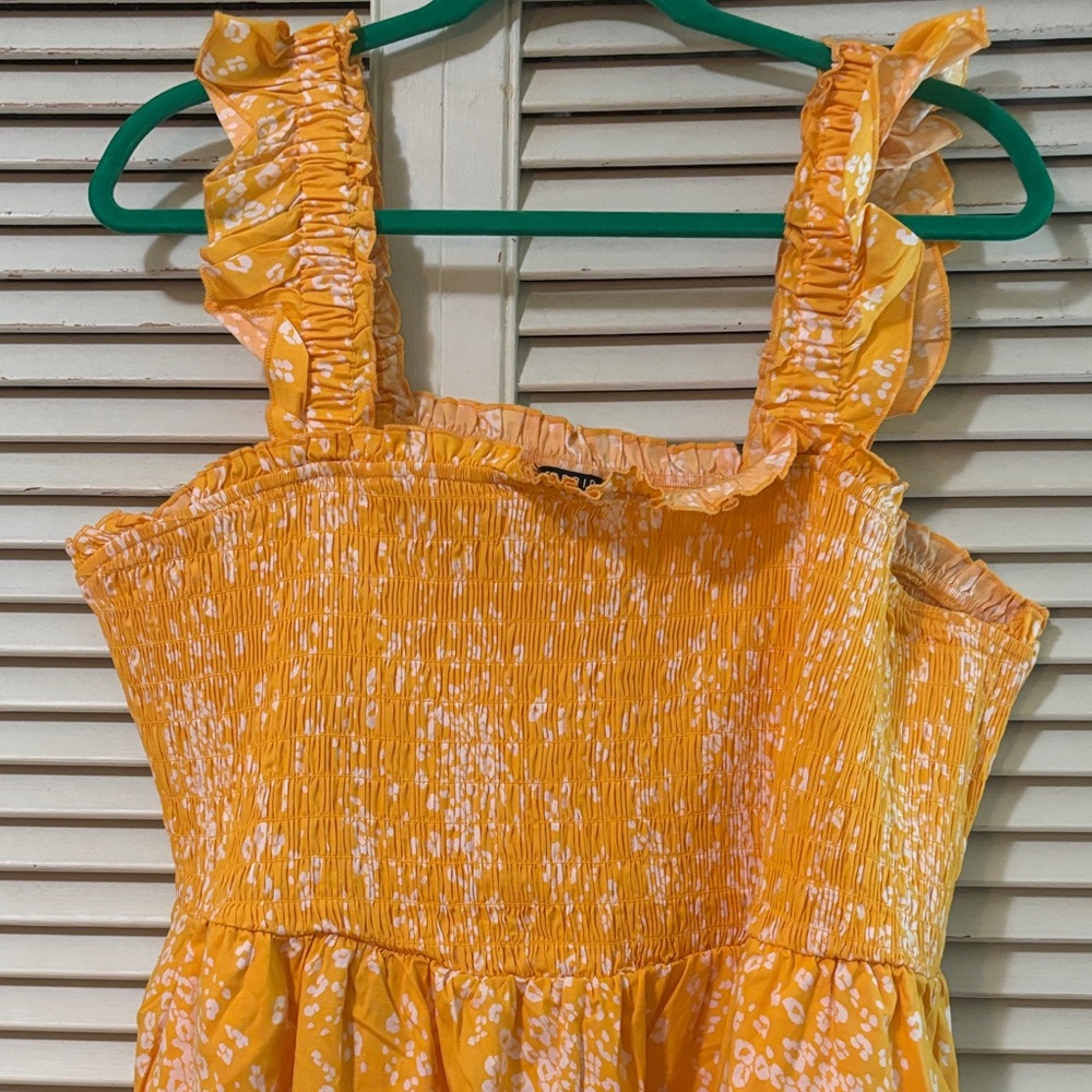 Torrid Sunny Orange Dress with Ruffle Straps smocking front and back